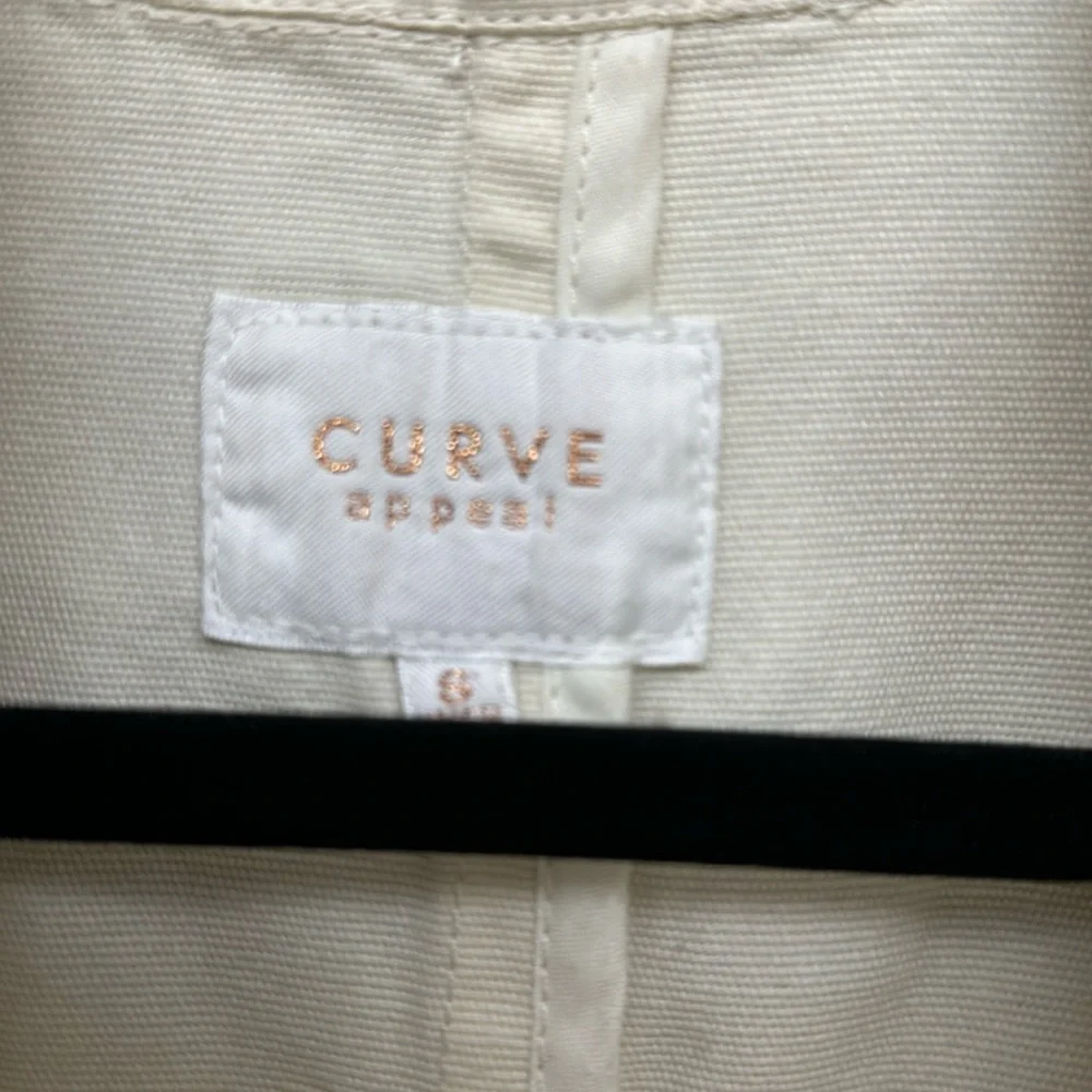 CURVE APPEAL Cream Cotton Soft Denim-Like Jacket Women’s Size Small - Picture 4 of 8